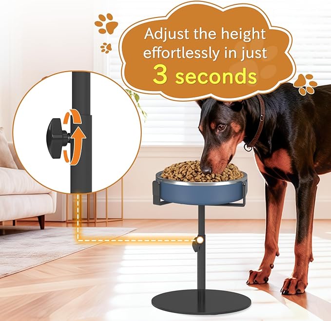 2 Pack Extra-Stable Elevated Dog Bowl Stand, Adjustable Height 8-16in, Width 6-10in, Tall Single Lifted Food Holder for Large Medium Size Breeds, Metal Non-Slip Raised Dish Riser Pet Water Feeder