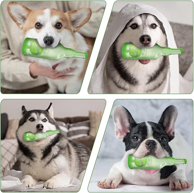 Water Bottle Dog Toy,Dog Toys for Aggressive Chewers,Water Bottle with Tennis Ball,Suitable for Small and Medium Pets to Exercise Outdoors(Green)