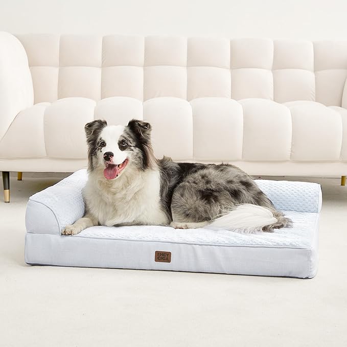EHEYCIGA XL Dog Bed Memory Foam for Crate, Extra Large Dog Bed Orthopedic with Washable Removable Cover, Waterproof Pet Sofa Couch XLarge Size Dogs, 41x27x6.5, Washblue