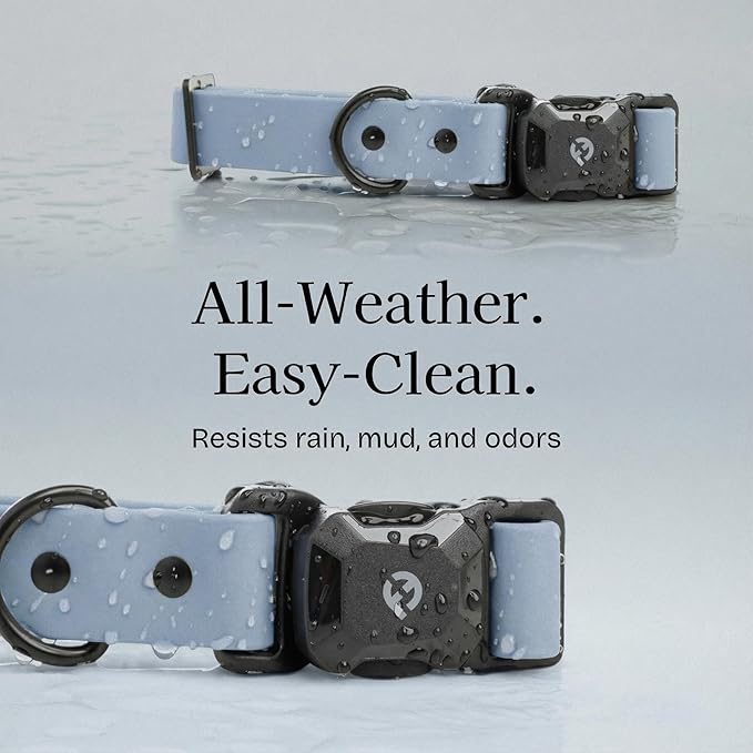 Fei & Eve PVC MagEase Dog Collar with Patented Magnetic Buckles | 450LB Escape-Proof | Fur-Safe | Adjustable Fit | Blue Medium