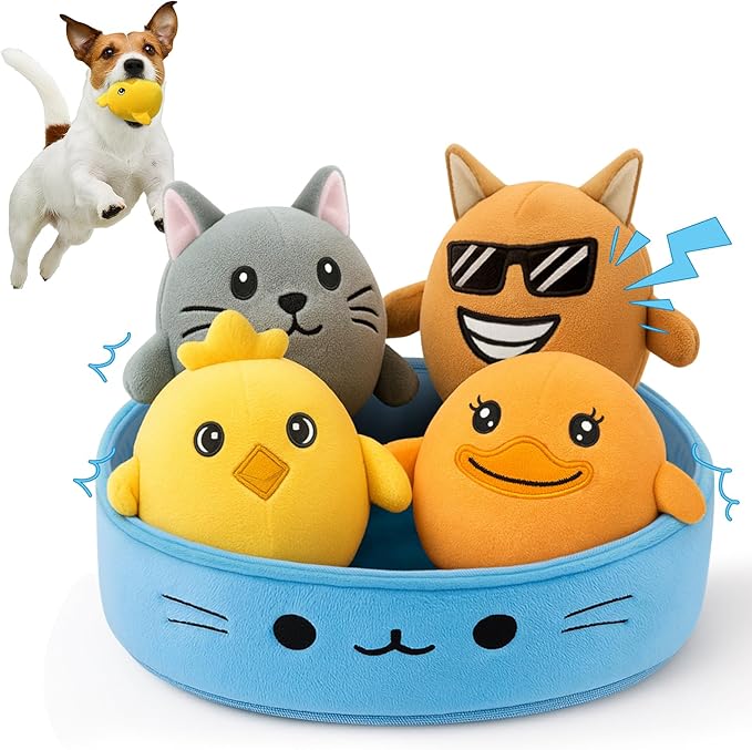 Squeaky Dog Toys – 5-Pack Soft Stuffed Plush Dog Toys with Squeakers for Small, Medium, and Large Dogs, Indoor Play Set to Keep Them Busy