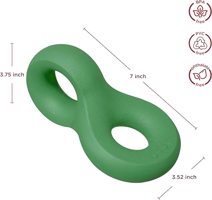 Ubbi Chomp Dog Chew Toy for Medium to Large Dogs, Durable Natural Rubber Interactive Bouncing Toy for Aggressive Chewers, Dishwasher Safe, Green