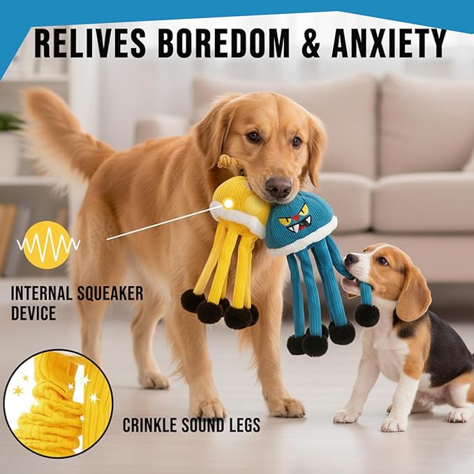Interactive Dog Toys for Large and Small Dogs, 2PC Dog Chew Toys, Dog Squeak Toys-No Stuffing Dog Toys for Puppy Teething, Dog Puzzle Toy and Dog Toys to Keep Them Busy (2)