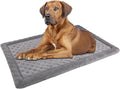 Gray Dog Crate Pad 48x30 inch Memory Foam Large Dog Kennel Bed Soft Flannel Washable Anti Slip Puppy Sleeping Mat,Grey