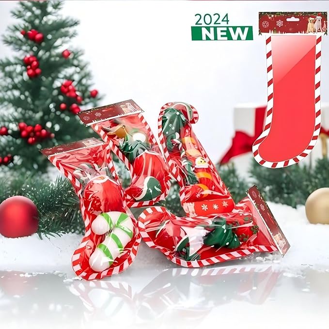 Christmas Dog Chew Toys Set Dog Gift Toy with Christmas Stocking or Xmas Gift Box Dog Toys for Aggressive Chewers (Christmas Sock Type 2)