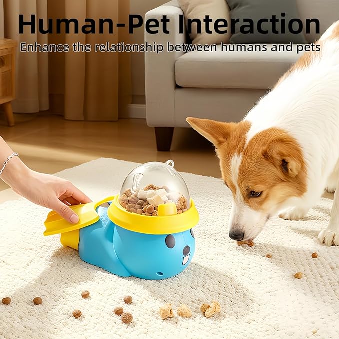 Dog Interactive Treat Dispenser Toy, Interactive Cat Dog Puzzle Toy, Dogs Food Treat Feeding Dispenser for Healthy Eating for Small & Medium (Blue/Yellow)