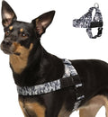 DF Co. Dog Harness | Chafe Resistant Webbing, Adjustable Neck & Chest, and Heavy Duty D-Ring | Sturdy, Comfortable, Easy to Use | Grey Camo, Size L