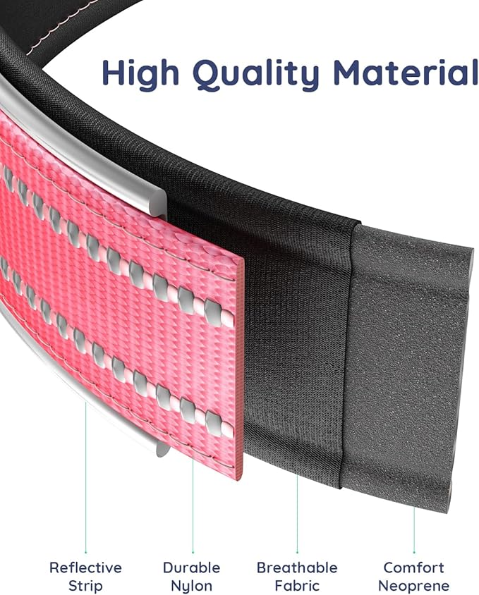 Upgrade Airtag Dog Collar,with IPX8 Waterproof AirTag Holder | Reflective Ultra-Durable | Soft Padded | Lock Buckle | Heavy Duty | Fit Small Medium Large Dogs（Rose，S(12"～15")）