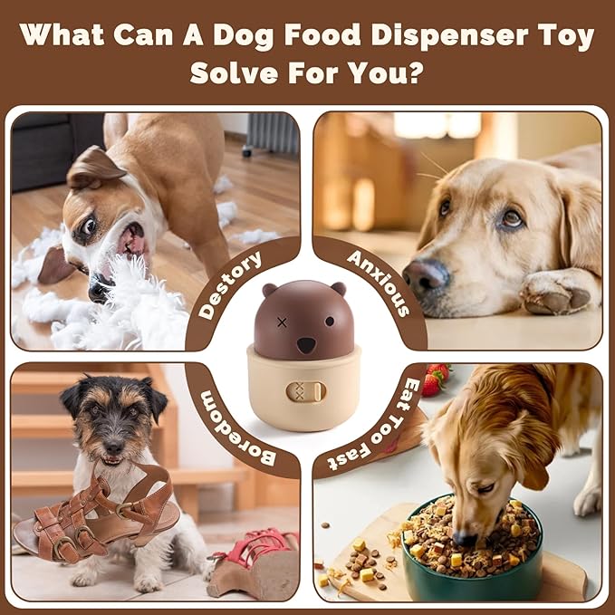 Silicone Dog Slow Feeder Toy - Interactive Puzzle Feeder & Food Dispenser for Small & Large Dogs - Enrichment Toys for Mental Stimulation - Fun Puppy Chew Toys & Cat Treat Dispenser to Keep Pets Busy