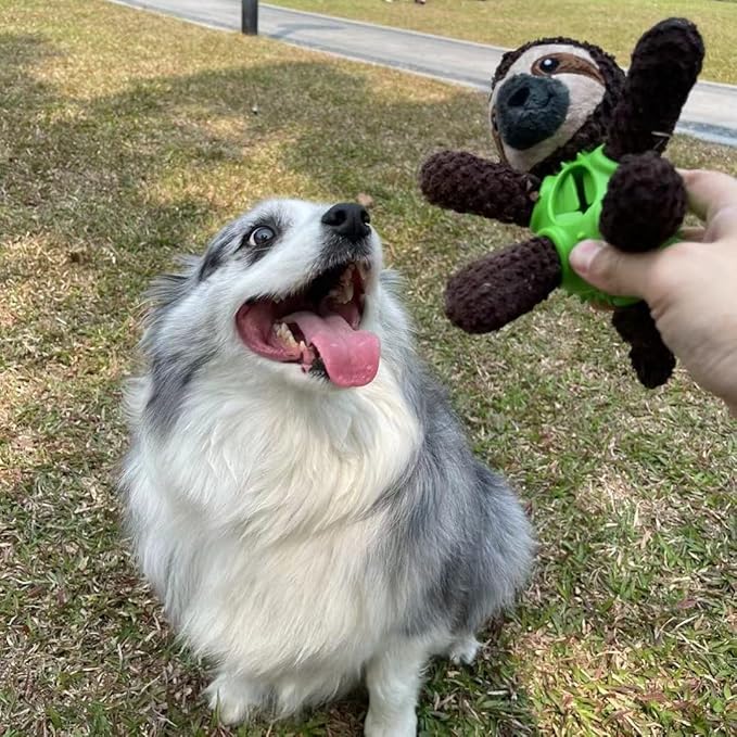 Squeaky Dog Toys, Interactive Durable Plush Pet Toys,Food Dispensing Toy,Funny Rubber Chew Puzzle Toy for Puppy Middle Large Dogs