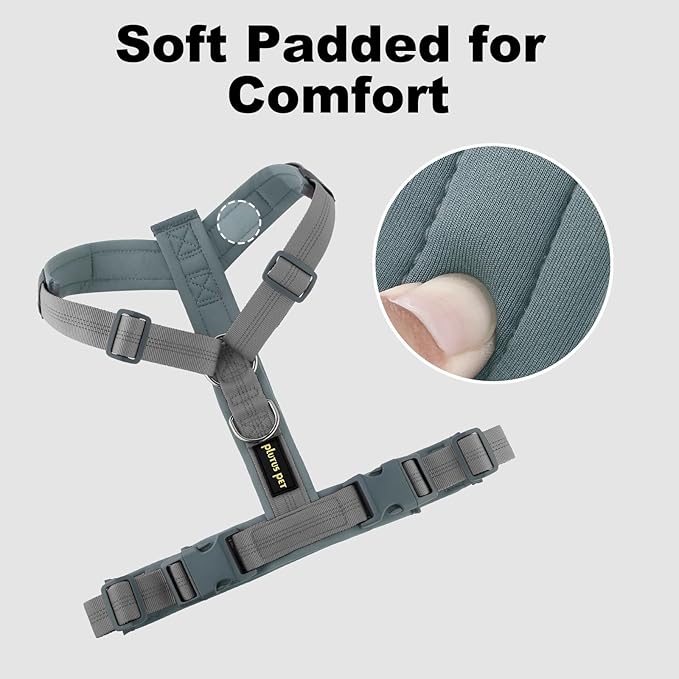 Plutus Pet No Pull Dog Harness, Adjustable Nylon Harness with Soft Padding, Reflective and Heavy Duty Dog Harness for Small, Medium, Large Dogs(Gray, M)