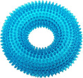 ADUCK Dog Squeaky Chew Toys for Aggressive Chewers, Small Medium Large Dogs Teeth Cleaning Soft Natural Rubber Float Toy for Indoor Outdoor Water Pool, Donut Ring Design 4.92 inch, Crystal Blue