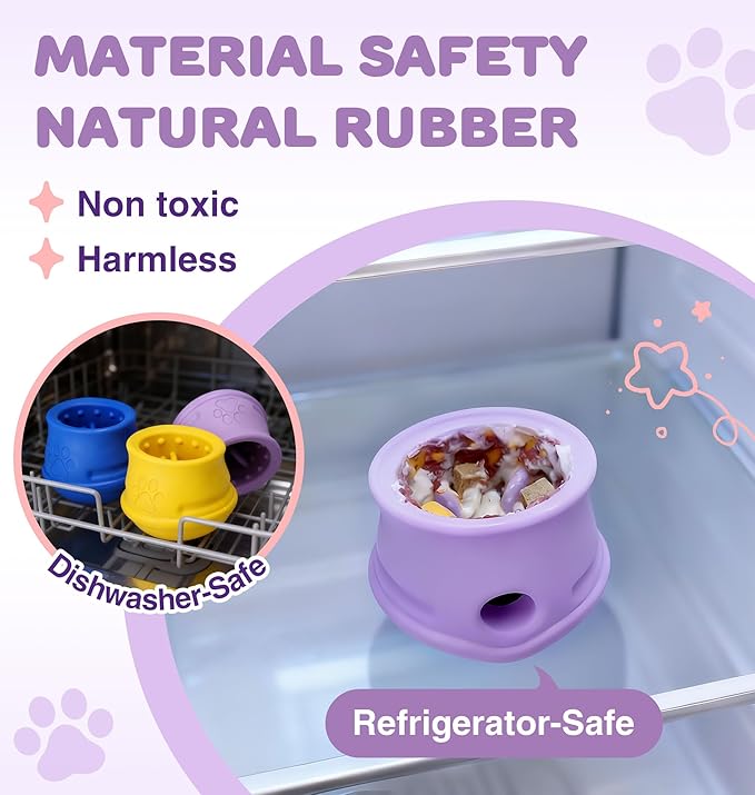 Dog Enrichment Toys to Keep Them Busy, Treat Dispensing Dog Toy Puzzle-Swinging Stuffable & Slow Feeder & Anxiety Relief & Boredom & Nature Rubber, Indestructible Dog Toys- Dishwasher Safe &, Purple,M