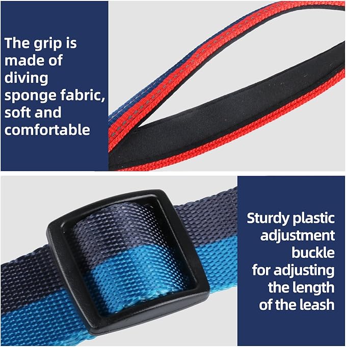 ‌EVERKING 6ft Hands-Free Dog Leash - 6-in-1 Adjustable with 360° Rotating Buckle, Night Reflective & Shock Absorbing for Large/Small Dogs (Up to 120lbs) (Dark Blue)