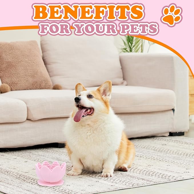 Silicone Dog Slow Feeder Lick Bowl，Slow Feeder Bowls for Small Medium Breed Dogs，Dog Freeze Bowl with Suction Cups，Interactive Puzzle Toy (Pink, Small)