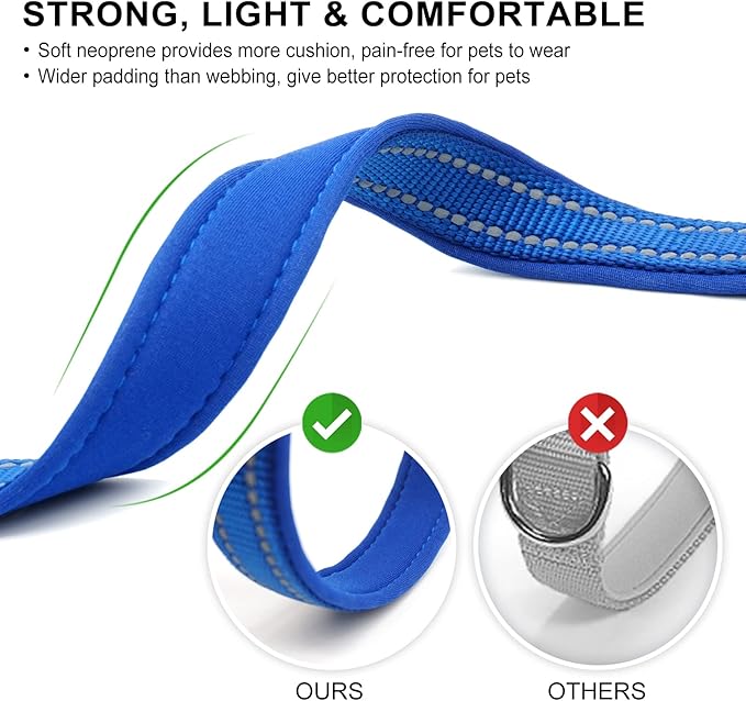 azuza Reflective Dog Collar with Airtag Holder, Soft Neoprene Padded Pet Collar with ID Tag Ring, Adjustable for Medium Dogs,Royal Blue,M