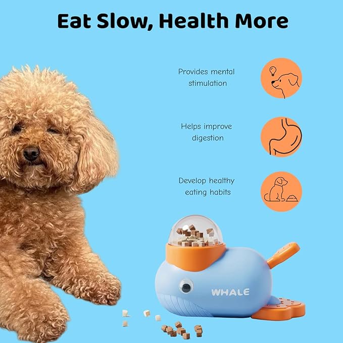 Dog Treat Dispenser Toy, Cat Puzzle Feeder, Interactive Durable Yellow Duck-Shaped Puzzle Feeder for Dog Cat Treat Toy (Whale)