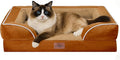Comfort Expression Orthopedic Dog Bed for Small Dogs 20x14 Inch, Waterproof Supportive Egg Crate Foam Small Pet Bed with Removable Bolsters, Dog Couch with Washable Cover & Non-Slip Bottom, Orange