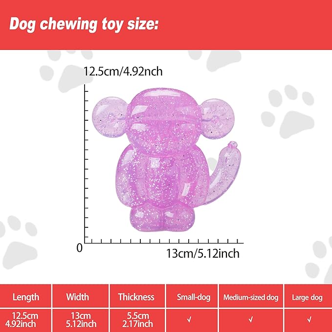 Monkey Dog Chew Toy, Indestructible Dog Rubber Toy for Medium & Large Dogs, Tough No Stuffing Puzzle Toy, Anxiety Relief & Dental Care, Interactive Cognitive Toy, 4.92inch (Pink)