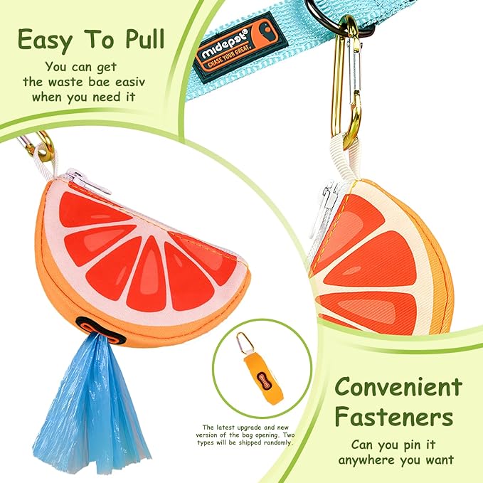 Dog Poop Bag Holder and Carrier - Leash Attachment Poo Bag Dispenser with Stylish Cute Design, Grapefruit Shape,Medium