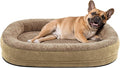 JOEJOY Orthopedic Dog Bed for Medium Dogs, Egg-Crate Memory Foam Pet Bed with Bolster Sides, Waterproof Lining, Removable Washable Cover & Non-Slip Bottom, Light Brown