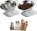 Elevated Cat Bowls,15 Degree Inclined Stainless Steel Cat Bowls,Detachable Metal Bracket,Protect The Cervical Spine,Prevent Vomiting,Ergonomic Design for Healthy Eating & Digestion,2PC (2PC)