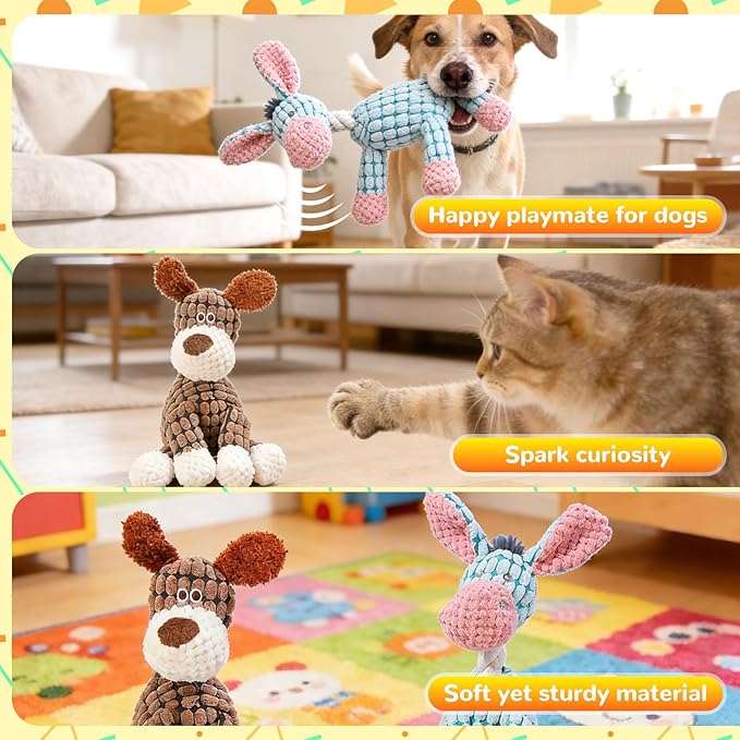 Indestructible Dog Toy, 2026 New Tough Dog Toys for Aggressive Chewers, Squeaky Chew Toys for Small Medium Large Dogs Puppy Teething Interactive Dog Toys to Keep Them Busy (2pc, Blue+Brown)