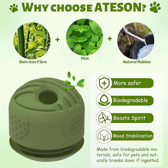 Interactive Dog Toy for Large Dogs (20-140 lbs) - Durable Freezable Rubber Chew Toy, Mint Scent, Anxiety Relief Puzzle, Treat Dispenser, Easy to Clean, Long-Lasting, Low-Mess Design