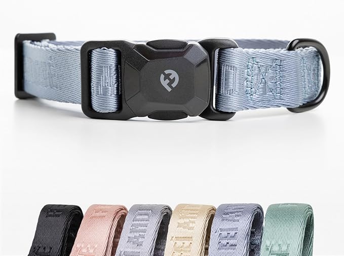 2026 New Edition, Fei & Eve MagEase Dog Collar - Patented Magnetic Buckles | Fur-Safe | Premium 210D Nylon | 450LB Escape-Proof | Adjustable Fit | Large (Dusk Blue)