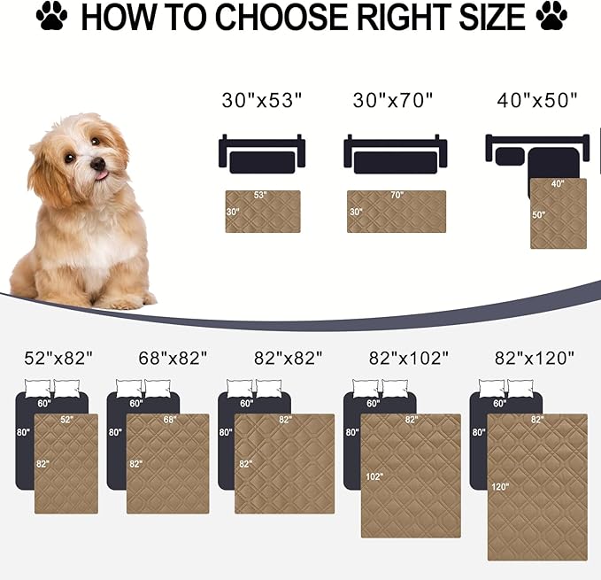 Smiry Reversible Waterproof Couch Covers for Sofa, Washable Dogs Pet Couch Covers for 3 Cushion Sofa Pet Friendly, Water Resistant Furniture Protector Slipcover, Geometric (40"x50", Camel/Beige)