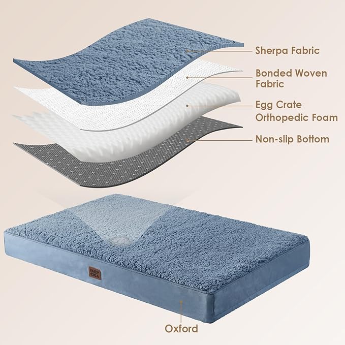 EHEYCIGA Orthopedic XXL Dog Beds for Jumbo Dogs with Removable Washable Cover,Spa Blue, 50x36