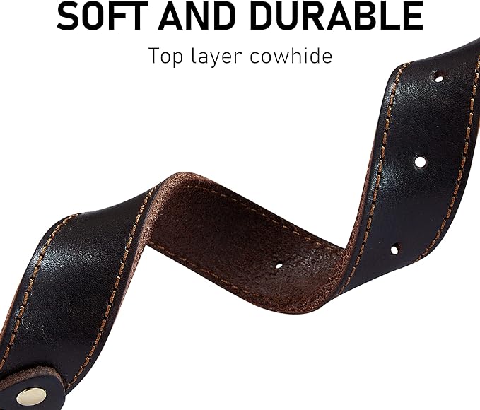 Leather Dog Collar, Heavy Duty, Wide, for Large Dog, Single Stitch - Brown