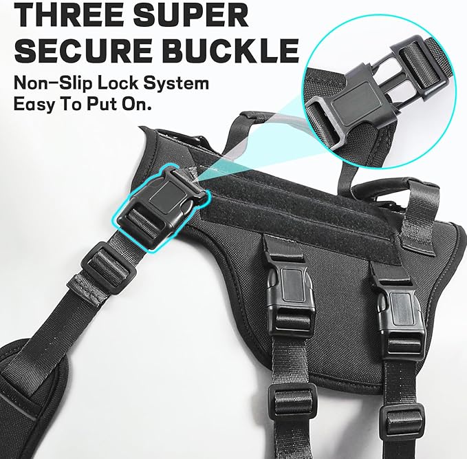 Escape Proof Dog Harness,Soft Padded Full Body Pet Harness,No Pull Tactical Working MOLLE Vest with 4 Pet Patches,Service Dog Vest Harness for Large Dogs Walking Hiking Training