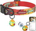 Dog Collar with QR Code ID Tag, Smart Pet ID Collar with Free App Option, Soft Padded Adjustable Dog Collar with Secure Metal D-Ring & Quick Release Buckle for Small Medium Large Dogs (Red, M)