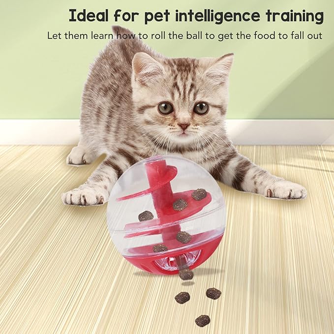 Zerodis Cat Leaky Food Toy Ball,Pet Interactive Slow Feeder Puzzle Ball Cat Treat Dispenser Toys for Bored Cats Relieve Boredom Dog Teeth Grinding Feeding