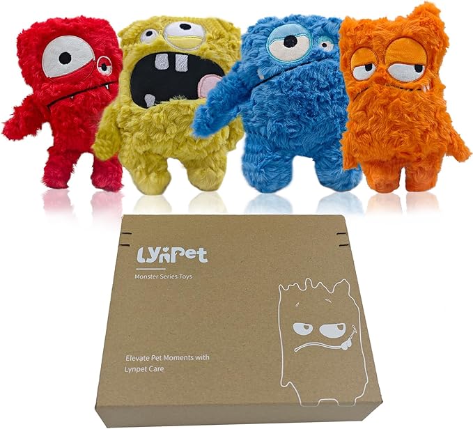 Monster Plush Squeaker Dog Toy Surprise Box - Crinkle Stuffed Animal for Small & Medium Dogs - Interactive Play & Cuddling Gifts - Keep Them Busy