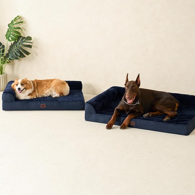 EHEYCIGA XXL Dog Bed Memory Foam, Orthopedic Giant Dog Bed Jumbo with Washable Removable Cover, Waterproof Pet Sofa Couch with Nonskid Bottom, 48x35x7.5, Navy Blue
