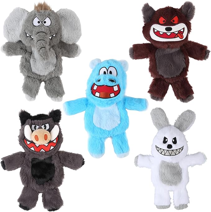 Bzonsmart 5 Pack Squeaky Dog Toys.Tough Plush Chew Toys for Dogs.Interactive Dog Toys to Keep Small Medium Large Breed Dogs Busy .Durable Anti-Boredom Dog Toy for Teething & Playtime.