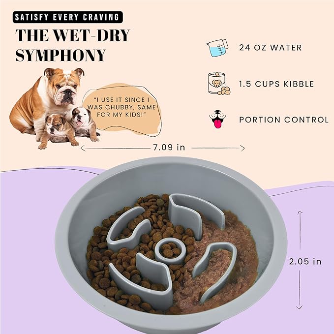 AVERYDAY Slow Feeder Dog Bowls for Medium Breeds Fits Raised Feeding Station, Puzzle Dog Food Bowls to Slow Down Eating, Dogs Feeding Bowl with Non-Slip, Slows Feeder Pet Bowl for Wet and Dry Food