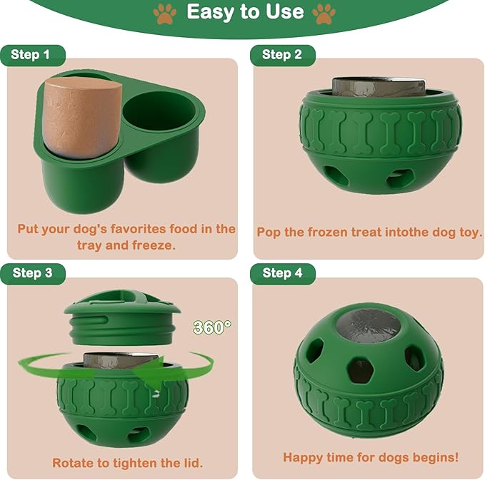 2 in 1 Interactive Dog Toy and Silicone Tray with Lid, Dog Enrichment Toys for Large Dogs 25-75 lbs, Freezable Dogs Chew Toy to Keep Them Busy, Frozen Treat Dispensing for Slow Food Training