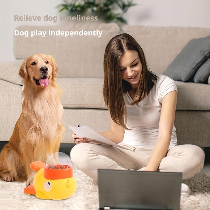 Dog Feeder Puzzle Toy Duck, Dog Treat Dispenser Toy, 2-in-1 Interactive Slow Feeder & Puzzle Treat Dispensing Dogs Toys, Rubber Food Dispenser for Medium and Large Dogs (White)