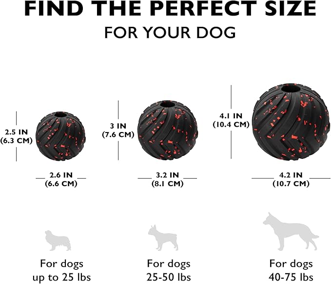 Chew King Supreme Durable Rubber Dog Ball for Aggressive Chewers, Treat-Dispensing Heavy-Duty Chew Toy with Safety Air Vent, Interactive Dog Toy for Training & Enrichment, Large 4" Fetch Ball