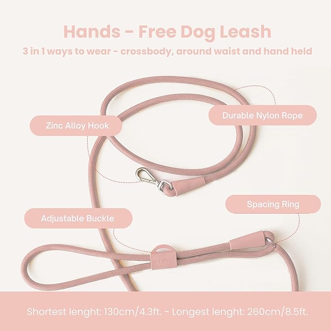 No Pull Dog Harness and Leash Set 3-in-1 Adjustable Anti Pull Dog Puppy Harness with Hands-Free Matching Leash and Poop Bag Holder,Easy Walk Dog Harness Medium small Sized Dog(Pink Sand)