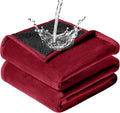Waterproof Blanket - Travel Blankets Stain Proof, Absorbent, Leakproof, Reversible, Plush Cozy & Washable - Waterproof Couch Cover Ideal for Bed/Couch, Dogs/Cats (80"x90", Wine red/Black)