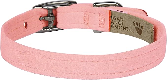 Susan Lanci Designs Ultrasuede Premium Dog Collar, Puppy Pink, Large