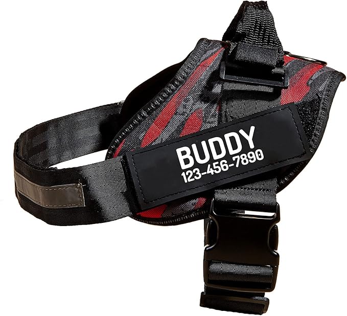 PawPawify Personalized No Pull Dog Harness with 2 Custom Name & Phone Patches, Reflective Breathable Pet Vest for Walking Training, Adjustable Heavy Duty Service Dog Vest for Small Medium Large Dogs