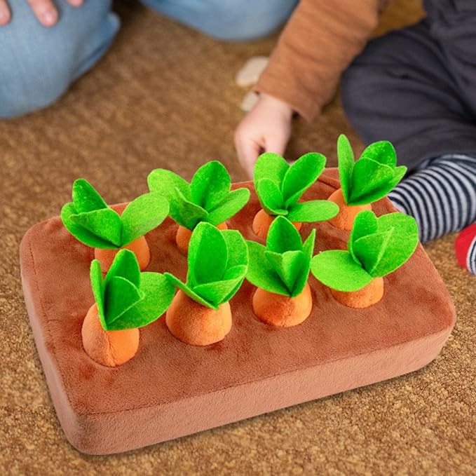 Garden Carrot Plush Toy Vegetable Fruit Pet Interactive Puzzle Foraging Training Educational Toy Increase Dog Enrichment Toys, 8 Carrots, Multiple Sizes