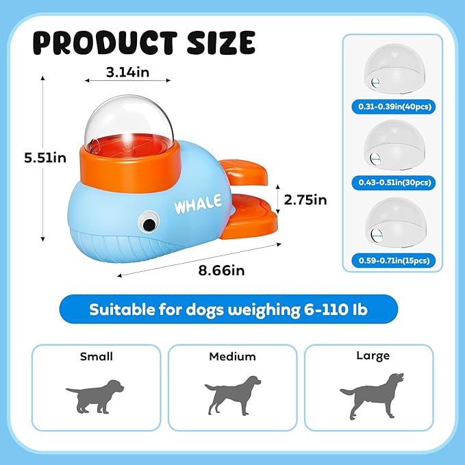 Interactive Treat Dispenser Dog Toys, Pet Food Puzzle Slow Feeder (Blue)