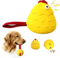 Interactive Dog Toy Ball - Squeaky Treat Dispenser, Pull Handle & Wobble Puzzle, Durable Natural Rubber Chicken Chew Toy for Boredom Relief, IQ Training for Small Medium Large Dogs