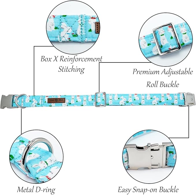 Lionet Paws Easter Dog Collar with Bowtie, Bunny Bowtie Collar with Metal Buckle for Dogs and Cats, Adjustable Comfortable Dog Collar Girl Boy, XS, Neck 8-12 in